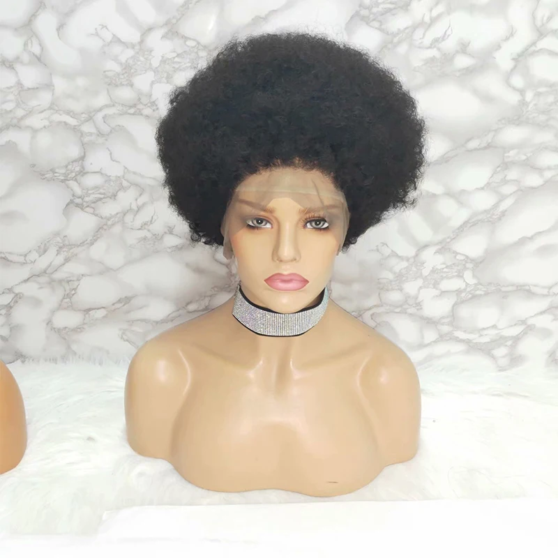 

Hot sale afro lace wig afro kinky human hair wig for black women 8'' afro kinky full lace wig
