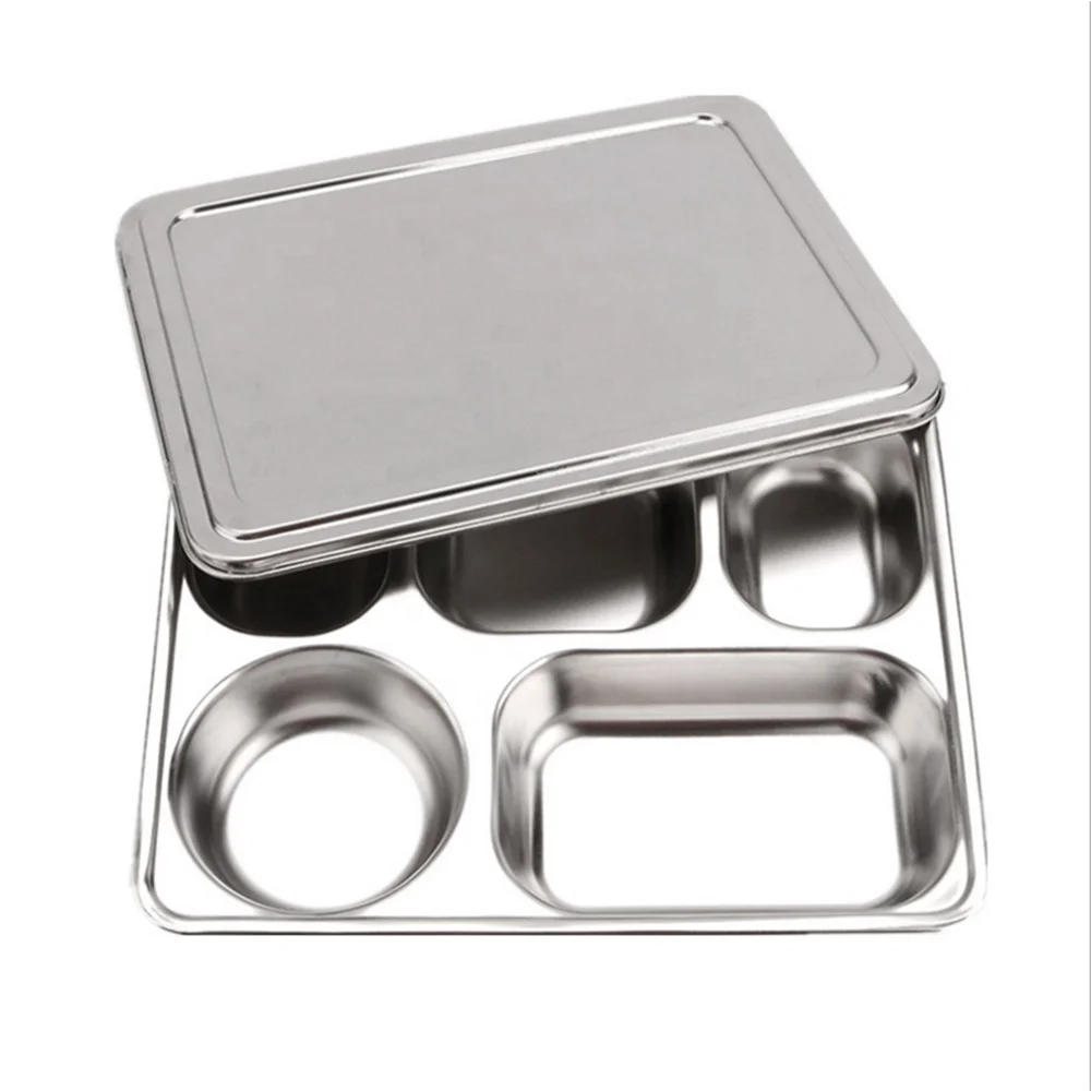 Stainless Steel School Lunch Box For Kids/ Metal Cafeteria Mess Tray ...