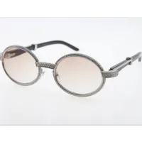 

Wholesale Smaller Big Stones Sun Glasses Diamond Fashion Unisex Metal Oval Black Buffalo Horn 7550178A Sunglasses Hot Size:55