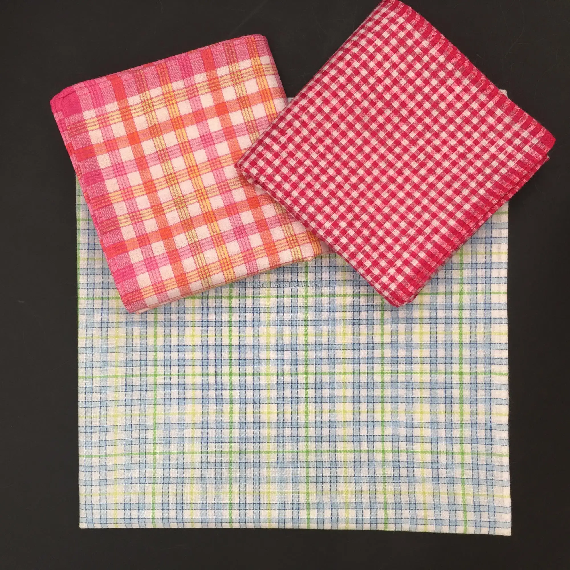 经典风格多功能缎纹条纹红色格子蓝色格子手帕