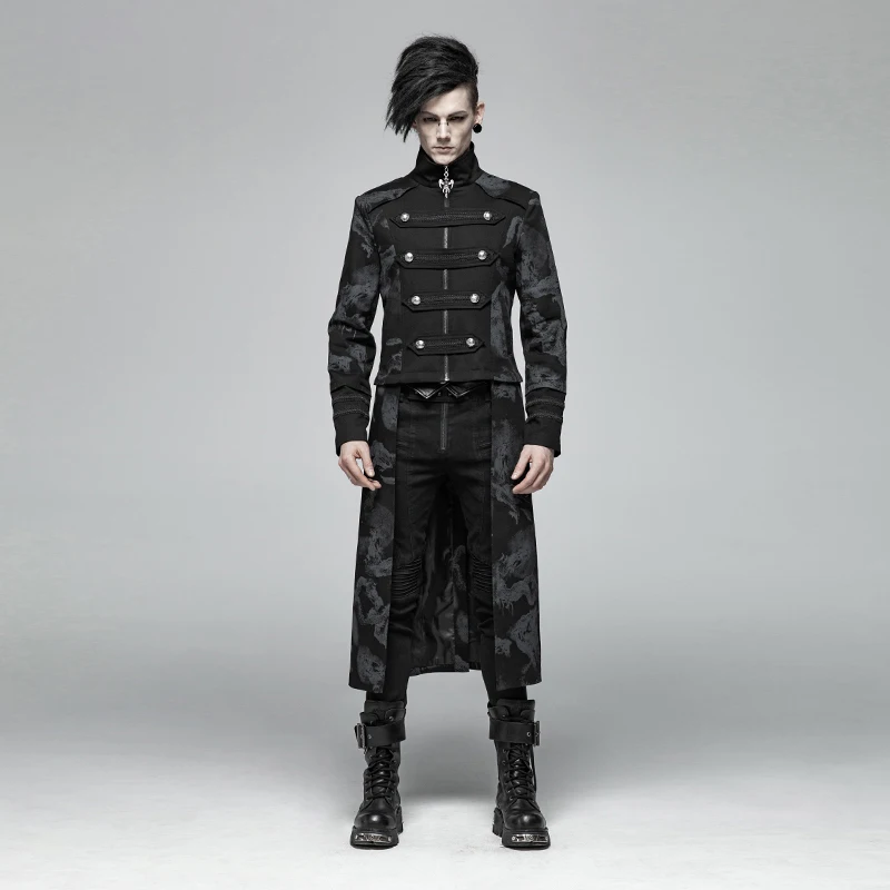 

WY-1004 PUNK RAVE 2019 hot gorgeous Punk Dragon Totem Detachable Coats men, Black