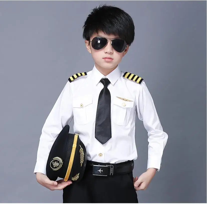 Children's Flight Airline Pilot Uniform Dress Shirt - Buy High Quality ...