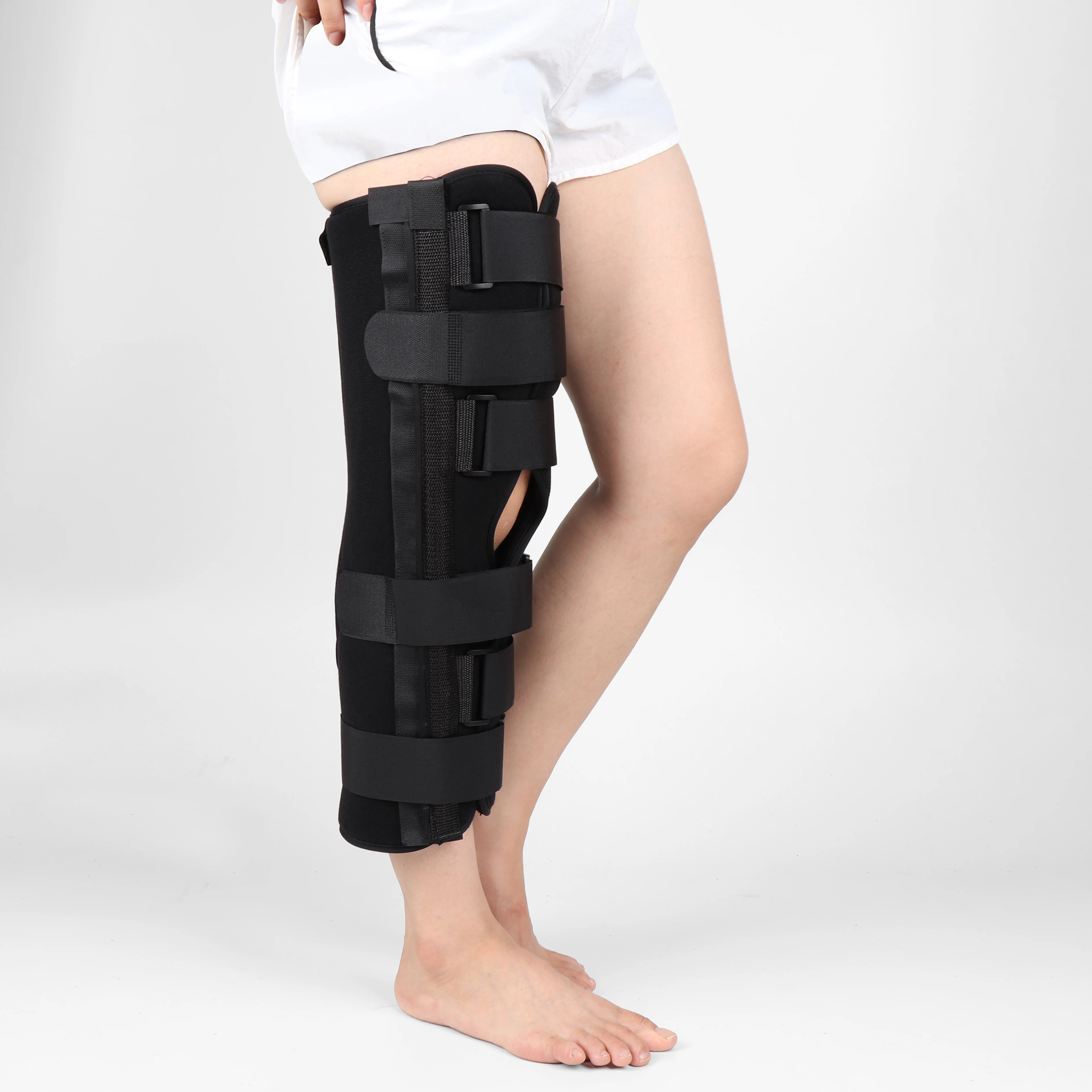 

Adjustable Knee Brace CE For Acl Ligament Splint Orthopedic Knee Immobilizer, Gray/black