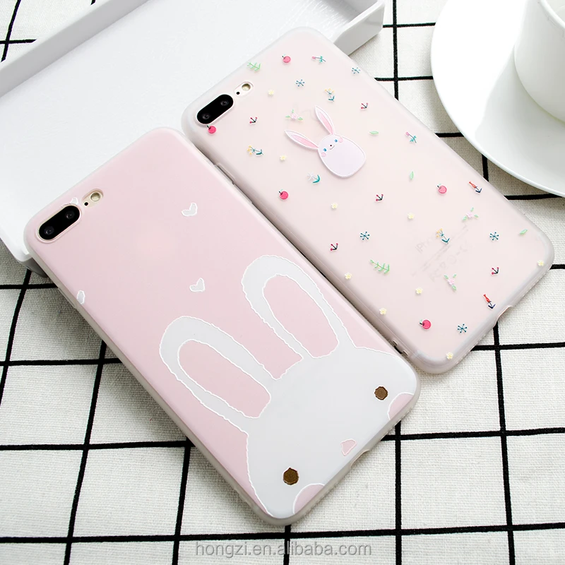 

Korean cute 3D Relief rabbit frosted clear soft tpu phone Case cover for iphone 7 8 Plus 6 6s plus cases