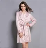 Women long sleeve autumn winter 100% pure silk robes night dress night gown sleepwear satin robes