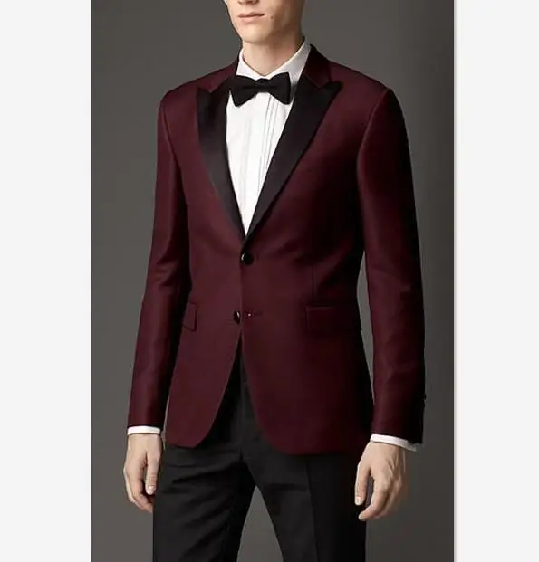 

WF010 Peaked Lapel Three Pockets Suit For Wedding As Picture Red Blazer For Men, Wine red as picture