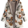 Women Outwear Winter Warm Thicken Hooded Coats Vintage Fleece Zipper Up Overcoat Jacket