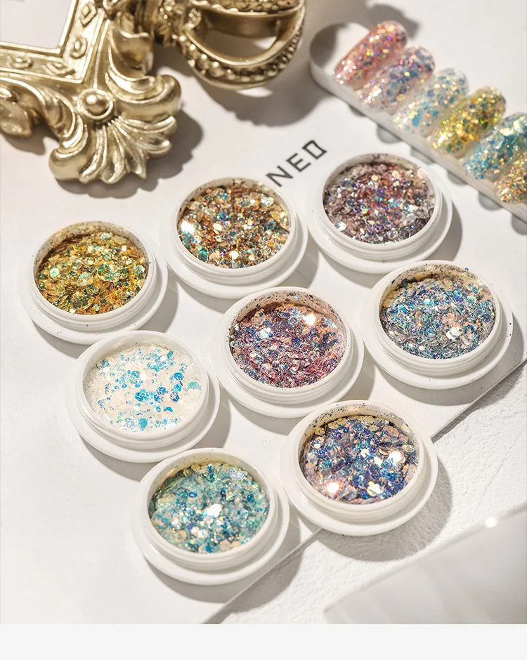 

Hot sale nail art mixed hologram 8colors nail art mixed glitter decoration