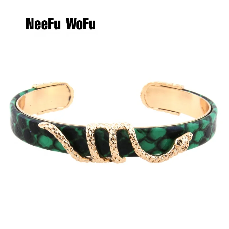

NeeFu WoFuNew women's fashion zinc alloy snake pattern KC gold snake bracelet