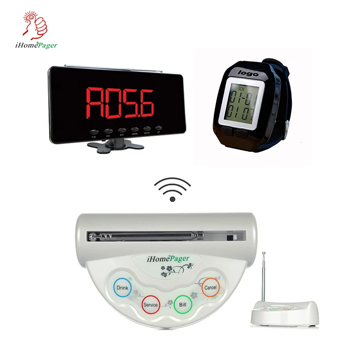 
4 Function Keys Wireless Restaurant Table Call Bell Buzzer with menu holder 