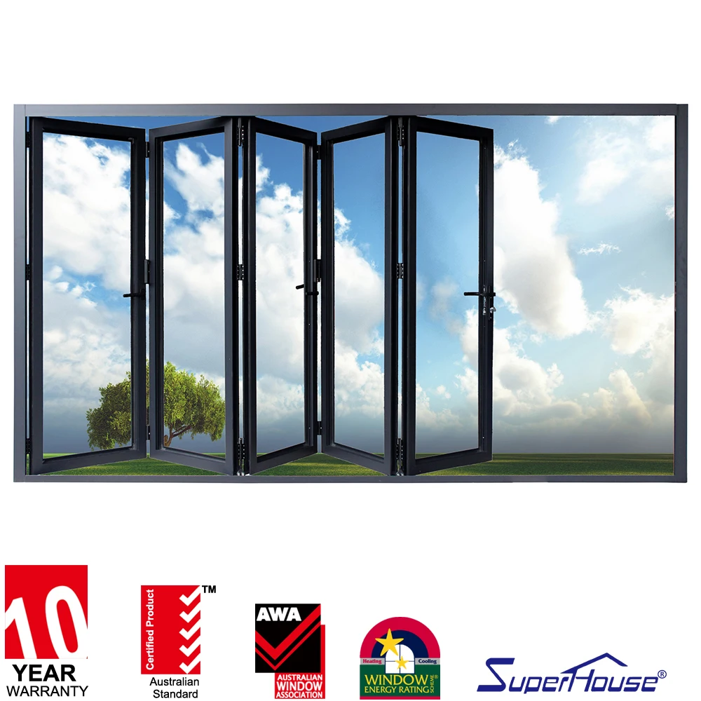 AAMA standard exterior aluminum folding glass door with flush sill design