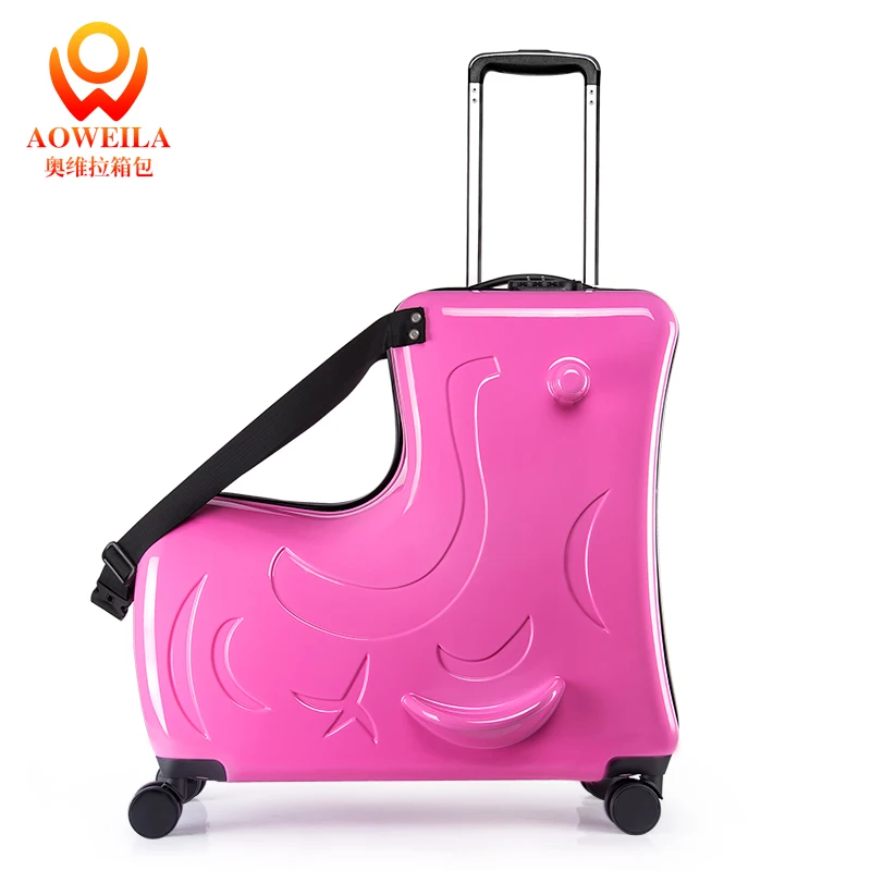 

2018 New Fashion Kids Ride On Suitcase Wheels Trolley Luggage,Kids Luggage Light Sets For Girls, Yellow,dark pink, blue, light pink