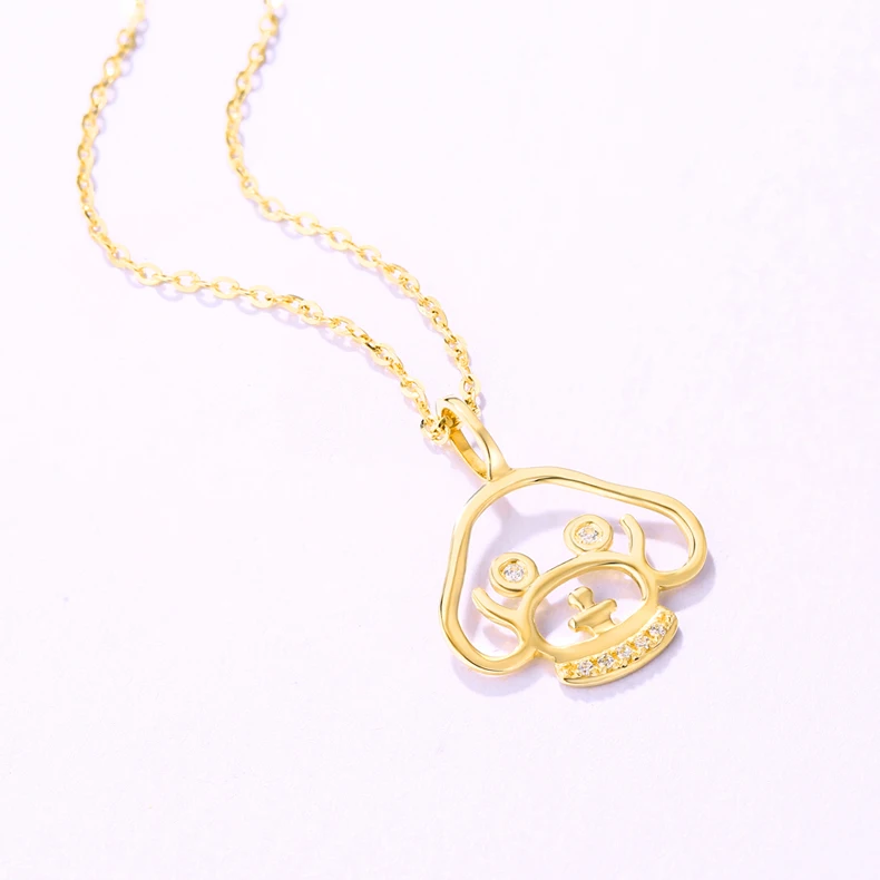 

Luxury animal gold jewellery poodle dog 14K gold pendant necklace, Yellow gold
