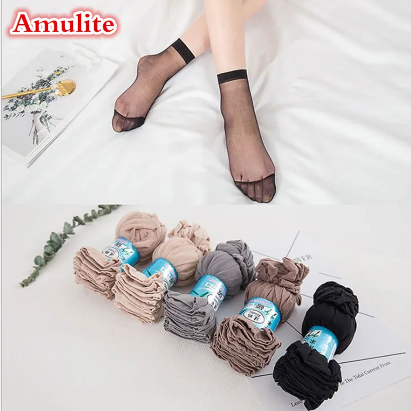 

Amulite - Amulite - 8 Pairs /16 Pcs Summer ultra-thin crystal stockings breathable sweat sexy stockings short socks, Picture