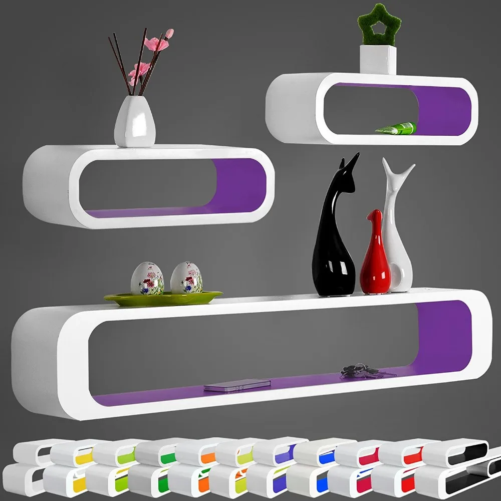 Set 3 Oval Wooden Wall Shelf Design For Living Room Buy Wooden Wall