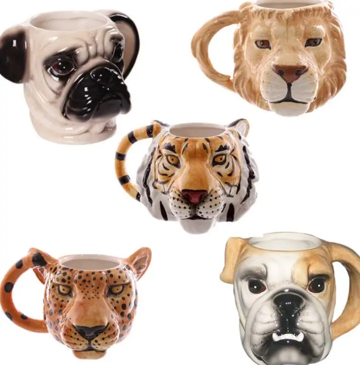 

K4 3D Ceramic Cup animal Face Head Ceramic Mug Cup Animal Coffee Mug Tea Cup