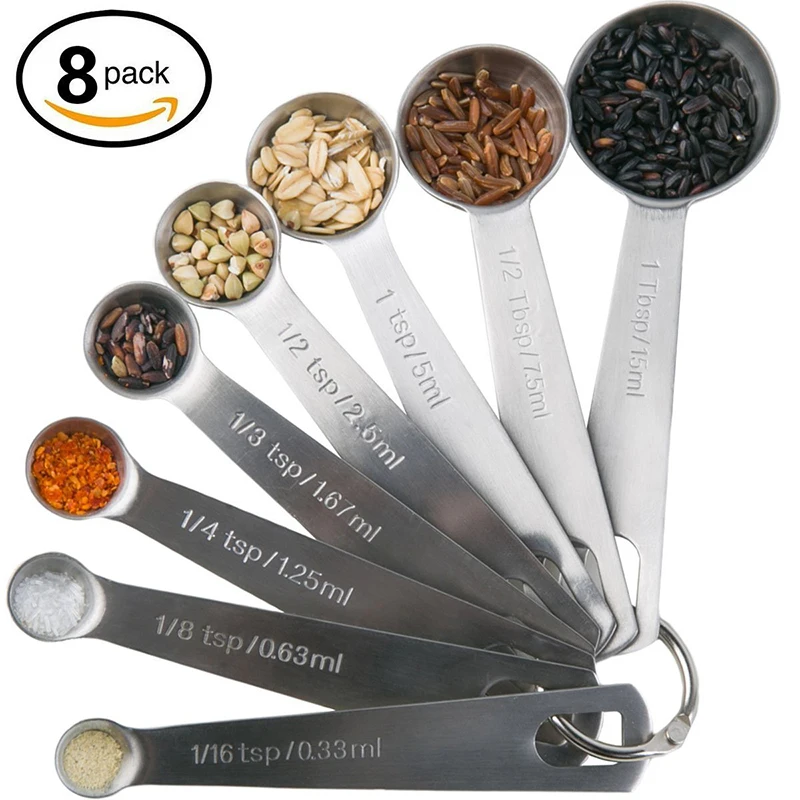

Premium Quality Set of 8 Stainless Steel Measuring Spoons, Can be customization