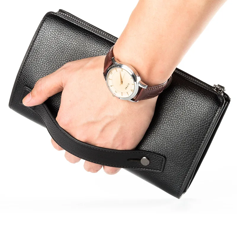 2019 Baellerry Wholesale Luxury Long Zipper Travel Leather Wallet for Men Big Capacity Clutch Men's Purse Wallet