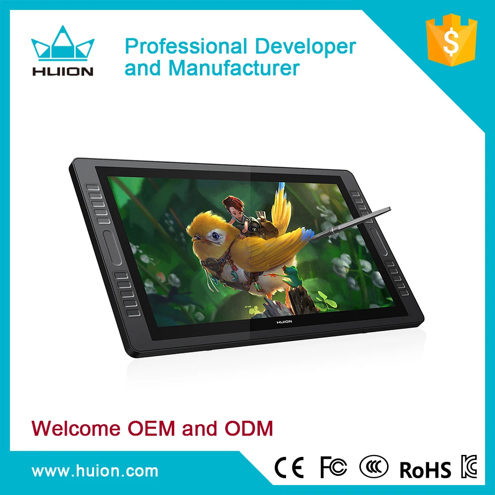 

Huion KAMVAS GT-221 Pro 22 inches Drawing Tablet 8192 Pressure Sensitivity pen display HD Screen with10 Press Keys, Black