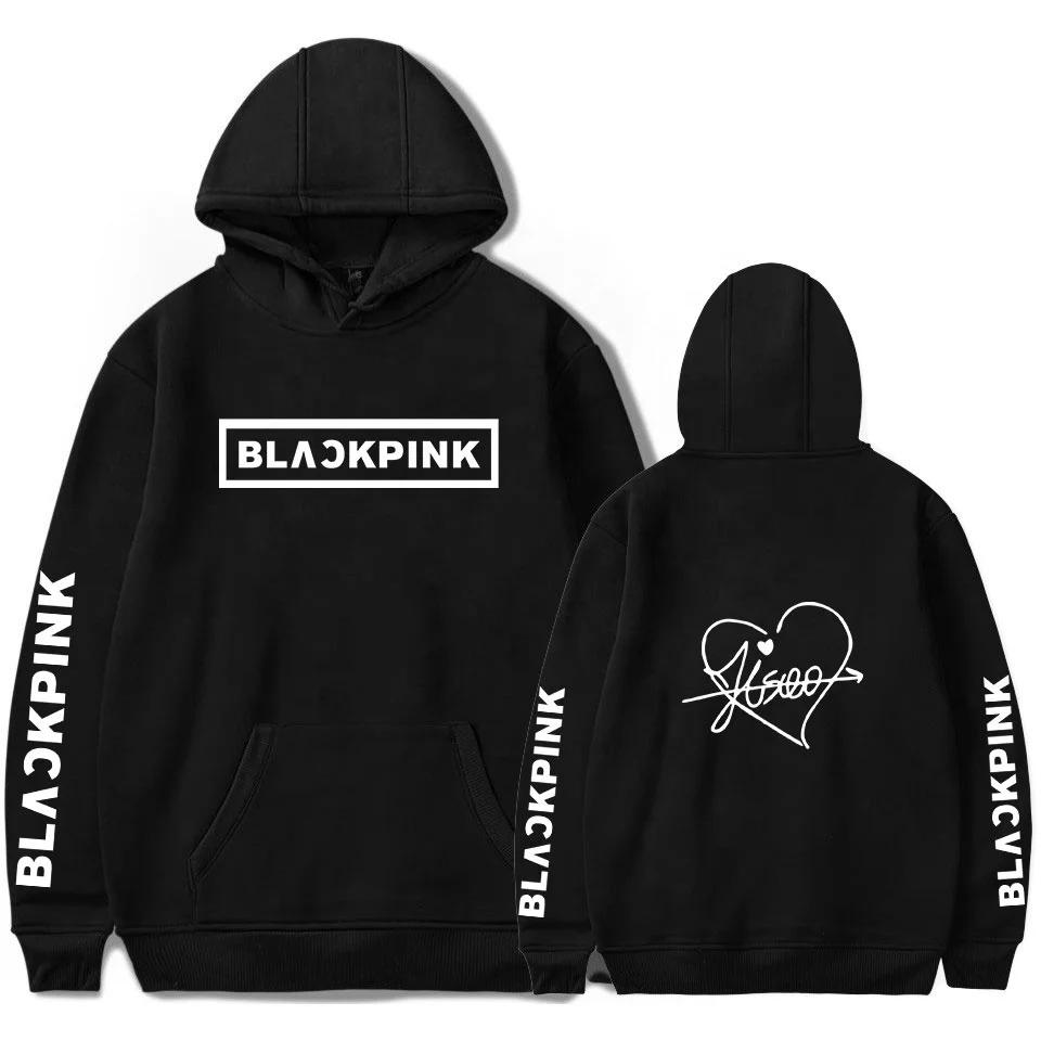 Blackpink kpop high quality custom color & logo hoodies breathable black and white logo hip hop for men and women