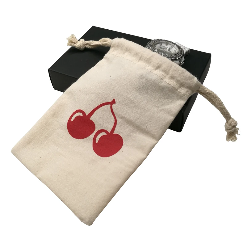 

Custom Screen Printed Cotton Drawstring Jewelry Pouch/Bags