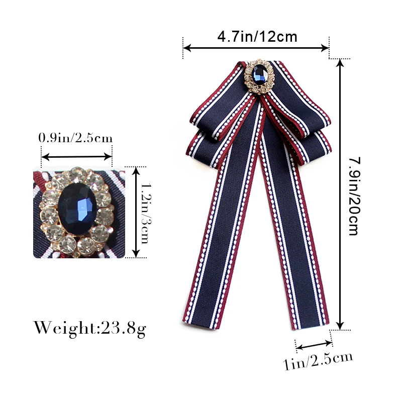 New Stripe Women Bow Ties Brooches Vintage Collar Shirt Dress Accessories Jewelry Bow Ties Suitable For Wedding Party
