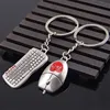 Wholesale creative metal keyboard mouse model cheap couple keychain