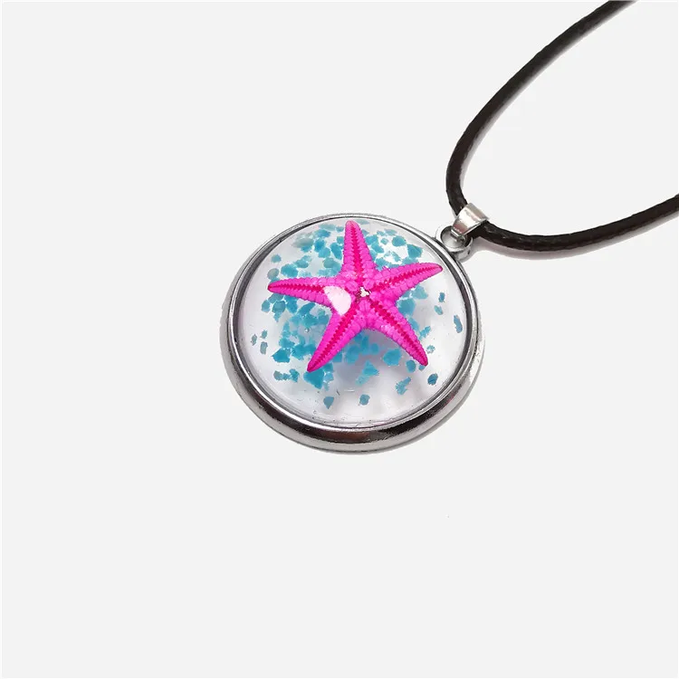 

Hot selling Luminous sea souvenirs colorful real starfish necklace beach souvenirs for guest