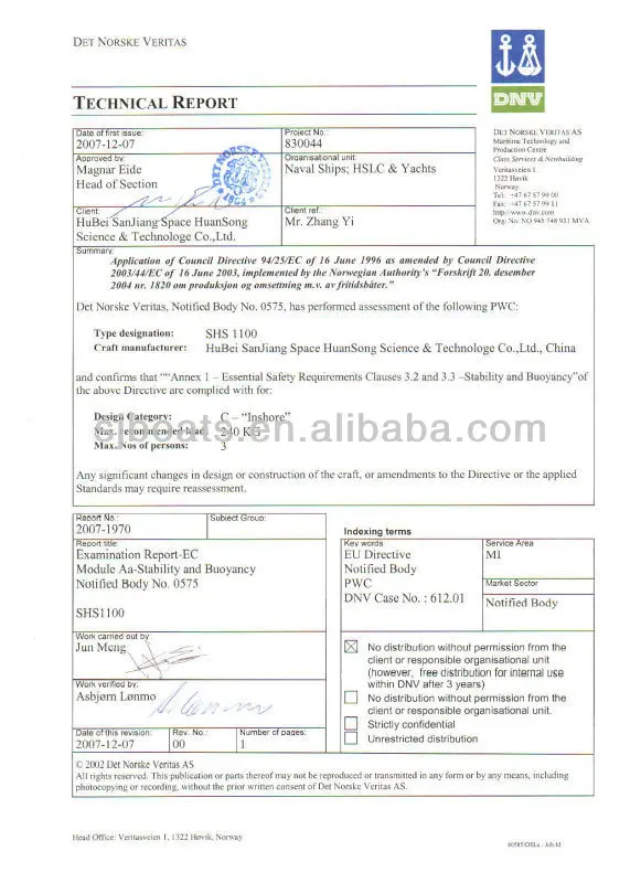 SANJ professional and top 1100cc jet ski with good price