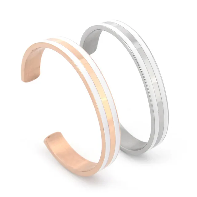 

Letter engraved stainless steel rose gold bangle bracelet, Rose gold;silver