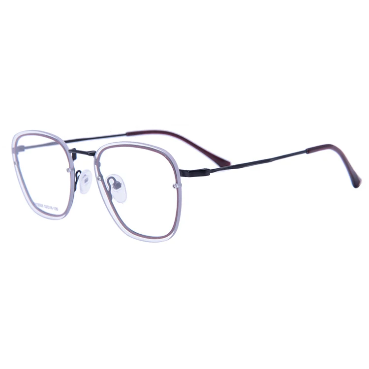 

Custom Design Shape Two Color Metal Plating Unisex Optical Eyeglasses Frame 2019