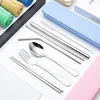 Portable Flatware set Travel Cutlery set with Plastic Case Stainless Steel Fork Spoon