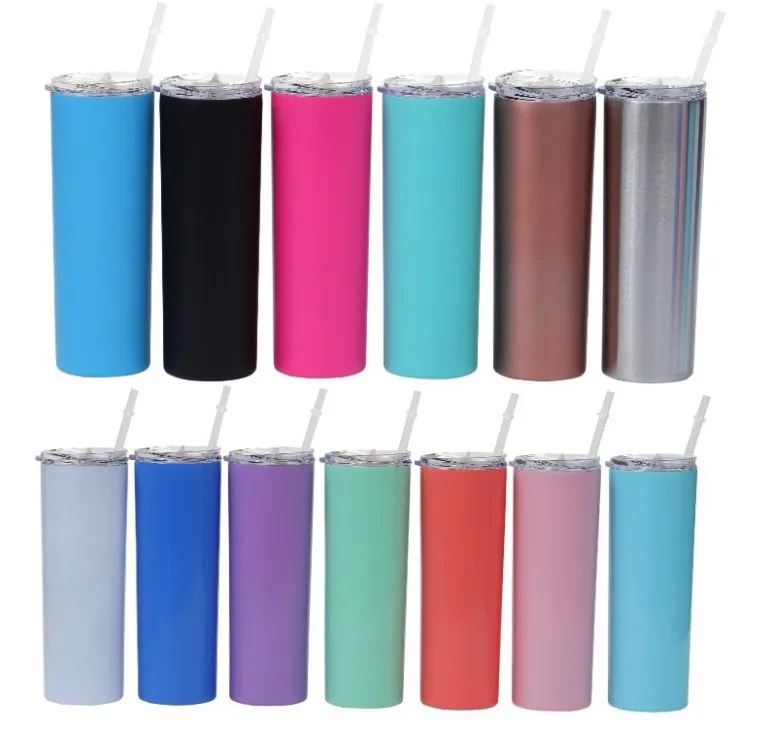 

20oz skinny stainless steel insulated vacuum tumbler ,straight cup with the straw