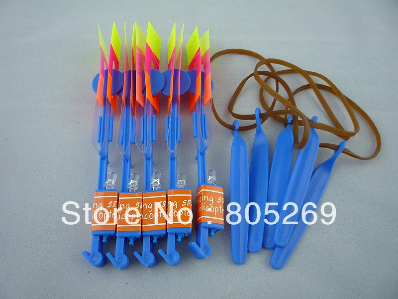 Blue New Lot of 5 PC Slingshot Flying Helicopter Blue LED