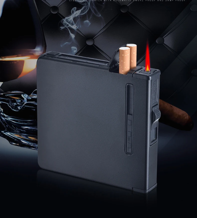 
2017 fashion automatic stainless steel cigarette case with lighter for20 only promotional gift 018 ,automatic lighter wholesale 