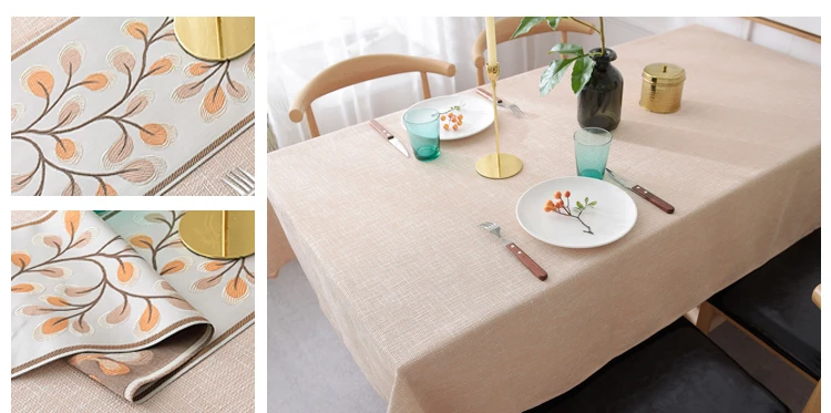 Customized Nordic Japanese fabric cotton and linen simple modern round rectangular table cloth