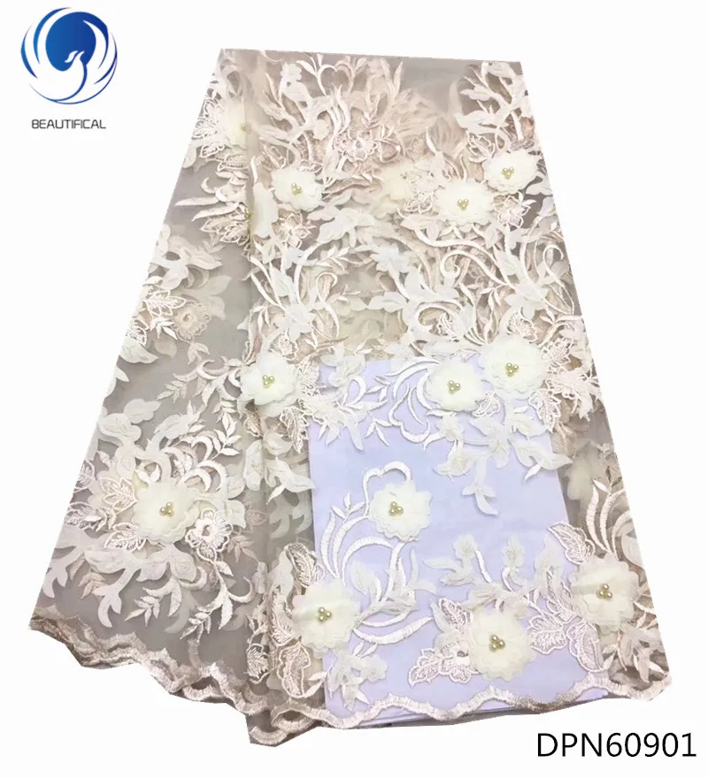 

Beautifical wholesale high quality net lace embroidery bridal laces fabrics beaded lace fabric DPN609, Customized