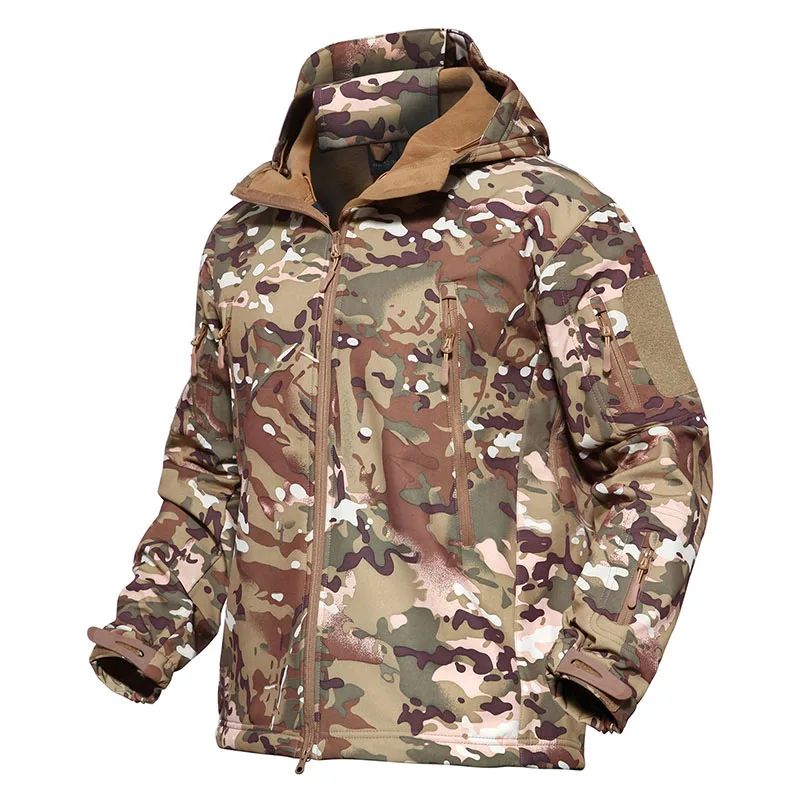 

OEM Men Outdoor Army Military Softshell Camo Tactical Jacket Waterproof For Winter, Army green.khaki;black;gray;cp;acu