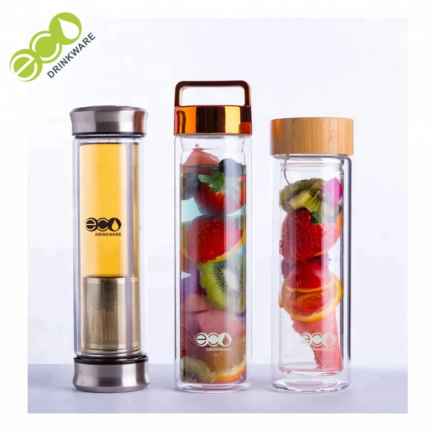 

18 oz Wholesale eco-life high quality voss glass water bottle with subber sleeve