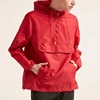 blank custom pullover windbreaker men's hooded side-zip anorak with front flap pocket