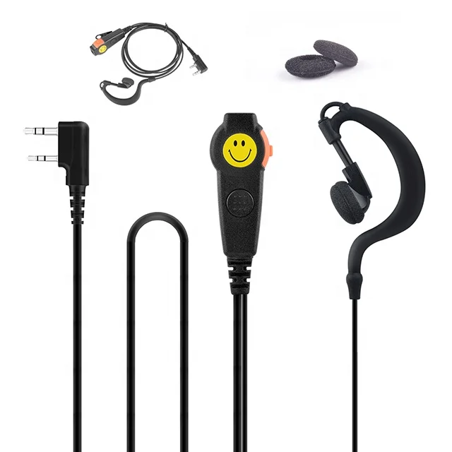 

PMLN53968 walkie talkie mini Earpiece two way radio headset Adjustable G-Style Earpiece Dual PTT & Mic K plug for kenwood radio, Black