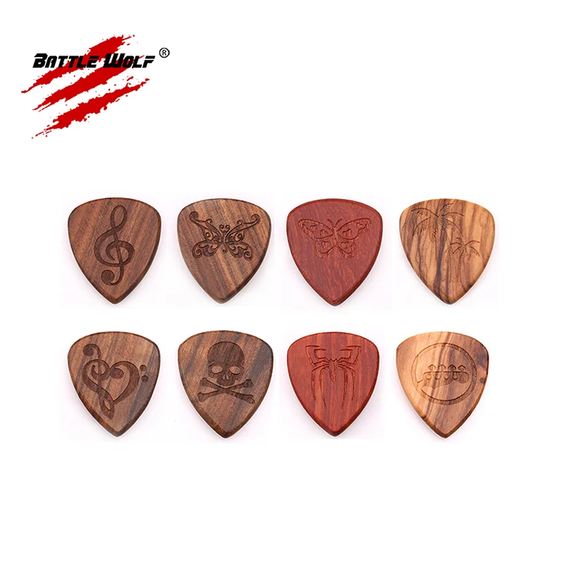 

Multiple Color Choices Engrave Logo 100% Handmade Wooden Guitar Picks, Colorful