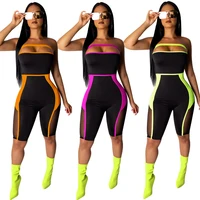 

Including shipping 38$ for 3pieces women patched strapless skinny bandage bodycon jumpsuit CA582