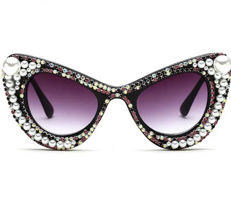 

Luxury Fashion Sunglasses Square Rhinestone Sparkling Cat Eye Sunglasses, 7 colors