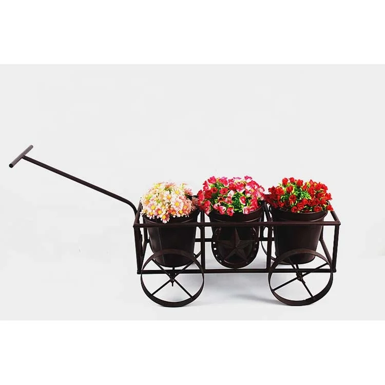 

Metal Flower Planter Pot Stand With Wheels,Include 3PCS Flower Pots, As picture shown or customized