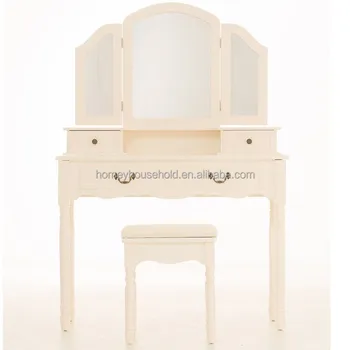 Modern Vanity Dresser Bedroom Art Deco Triple Mirrored Pink White Dressing Table Buy High Quality Wooden Dressing Table With Mirror Vanity Dressing