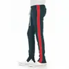 Custom Men Jogger Pants Piping Techno Red Side Stripe Green Stylish Track Pants With Ankle Zippers