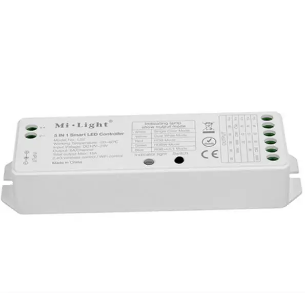 2.4G wireless control Mi.Light LS2 DC12V-24V 5 in 1 Smart LED Controller for Single Color CCT RGB RGBW RGB+CCT LED Strip light