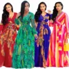 Plus size Ethnic new Fashion Women Maxi print long dress, high quality Summer Beach Chiffon Party Dress