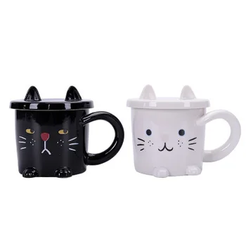 Coffee China Cup Black White Loves Cat Mugs China Cup Black White Loves Cat Mugs